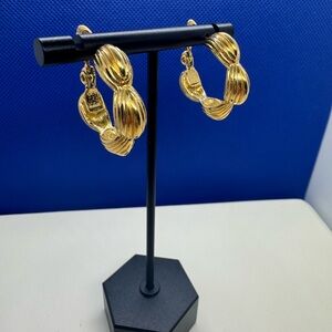Monet Vintage Ribbed Hoop Earrings
